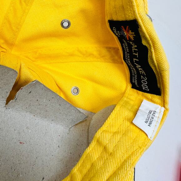 NEW! DEADSTOCK Salt Lake 2002 Olympics Adjustable Canvas Hat Cap Yellow - Picture 6 of 8